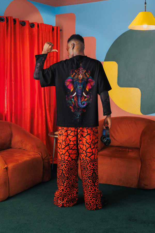 He Guardian – Bold Black Ganesha Oversized Tee