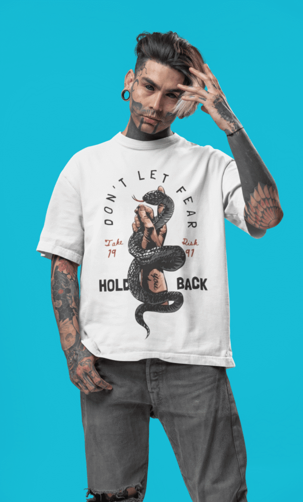 Don’t Hold Back – Bold Graphic Oversized White Tee